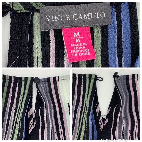 Vince Camuto Striped Print Flounce Sleeve Blouse, Medium - Picture 16 of 16